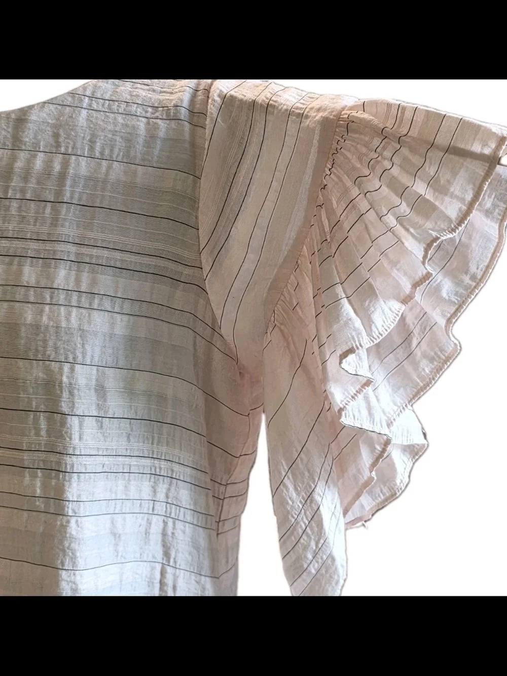 Light Pink Striped Flutter Sleeve Women’s Top